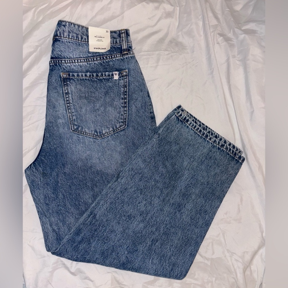 🔥NEW🔥 90’s High Rise Loose Fit Straight Leg Jeans by Sneak Peak Women 30 size 11 - Picture 6 of 8